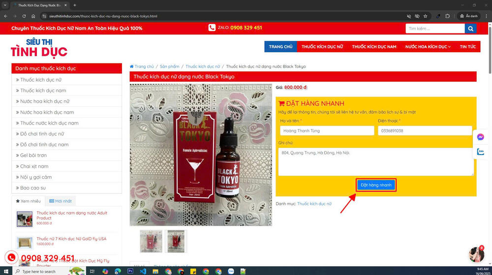 Hướng dẫn đặt mua thuốc kích dục tại Siêu Thị Tình Dục